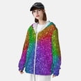 thumbnail image 5 of Goofa Colorful Glitter Printed Women's UPF 50+ Sun Protection Hoodie Jacket Lightweight Long Sleeve Sun Shirt for Women with Pocket Hiking Outdoor-X-Large, 5 of 9