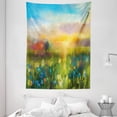 thumbnail image 1 of Art Tapestry, Dandelion Cornflower Daisy Blooms in the Meadow Field before Sunset Spring Landscape, Wall Hanging for Bedroom Living Room Dorm Decor, 60W X 80L Inches, Multicolor, by Ambesonne, 1 of 2
