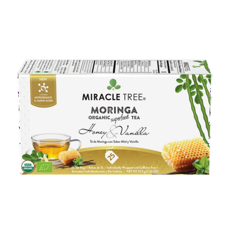 Miracle Tree - Organic Moringa Superfood Tea, 25 Individually Sealed Tea Bags, Honey & Vanilla (6 (Best Organic Tea Bags)