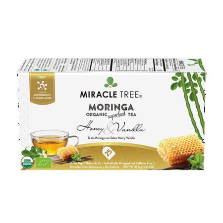 Miracle Tree - Organic Moringa Superfood Tea, 25 Individually Sealed Tea Bags, Honey & Vanilla (6 (Best Organic White Tea)