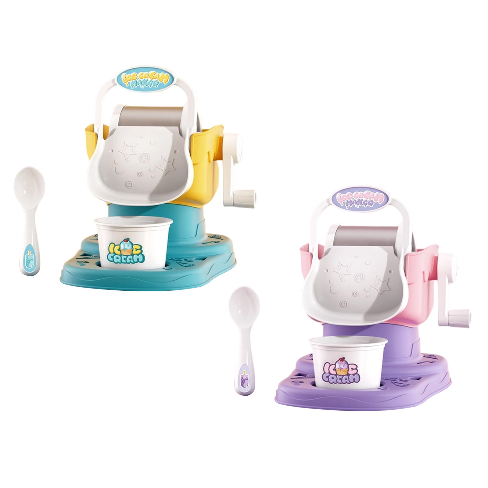 Hand Crank Ice Cream Play Set Frozens Dessert Machine Ice Cream Maker Parent-Child Interactive Edible Smoothie Machine