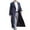 Navy, variant on Men's Casual Trench Coat Notched Lapel Casual Belted Windbreaker Fall Classic Long Jacket Overcoat Outerwear Clothes, Black, Size 4XL