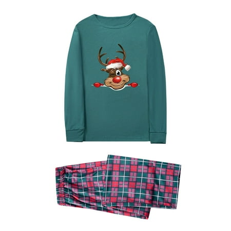 

Frehsky matching family outfits Matching Family Pajamas Sets Christmas Deer In Hat Top And Plaid Pants Homewear For Dad
