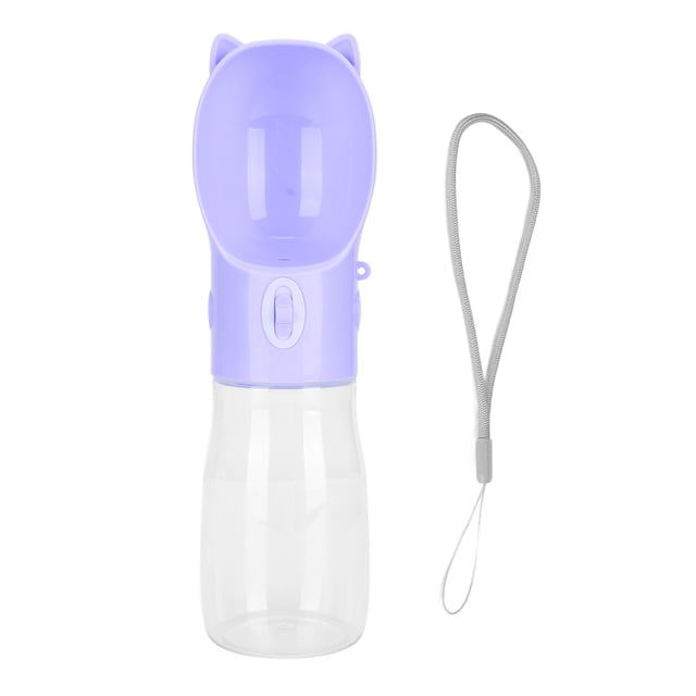 Botella de agua para perros, a prueba de fugas, apta para lavavajillas, portátil, para gatos, cachorros y conejos, 380 ml, color morado S
