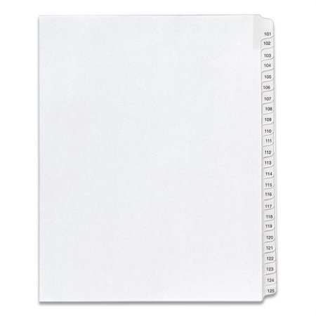 1 piece Avery Allstate Style Collated Legal Dividers, Letter Size, White, 101-125 Tab, 1 Set