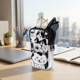 thumbnail image 7 of SEANATIVE Double Glasses Case Soft Portable 2 Compartment Eyeglass Sunglasses Pouch Portable Travel Eyewear Organizer Travel Eyeglasses Holder Bag with Zipper, Black White Cat Print, 7 of 7