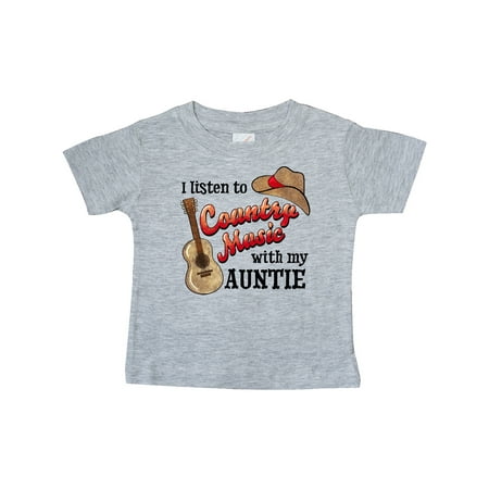 

Inktastic I Listen to Country Music with My Auntie Guitar and Hat Gift Baby Boy or Baby Girl T-Shirt