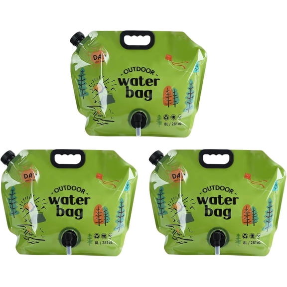 3‑Pack Collapsible Water Containers – 2.1Gallon Each, Foldable with Spigot for Camping & Emergency Use