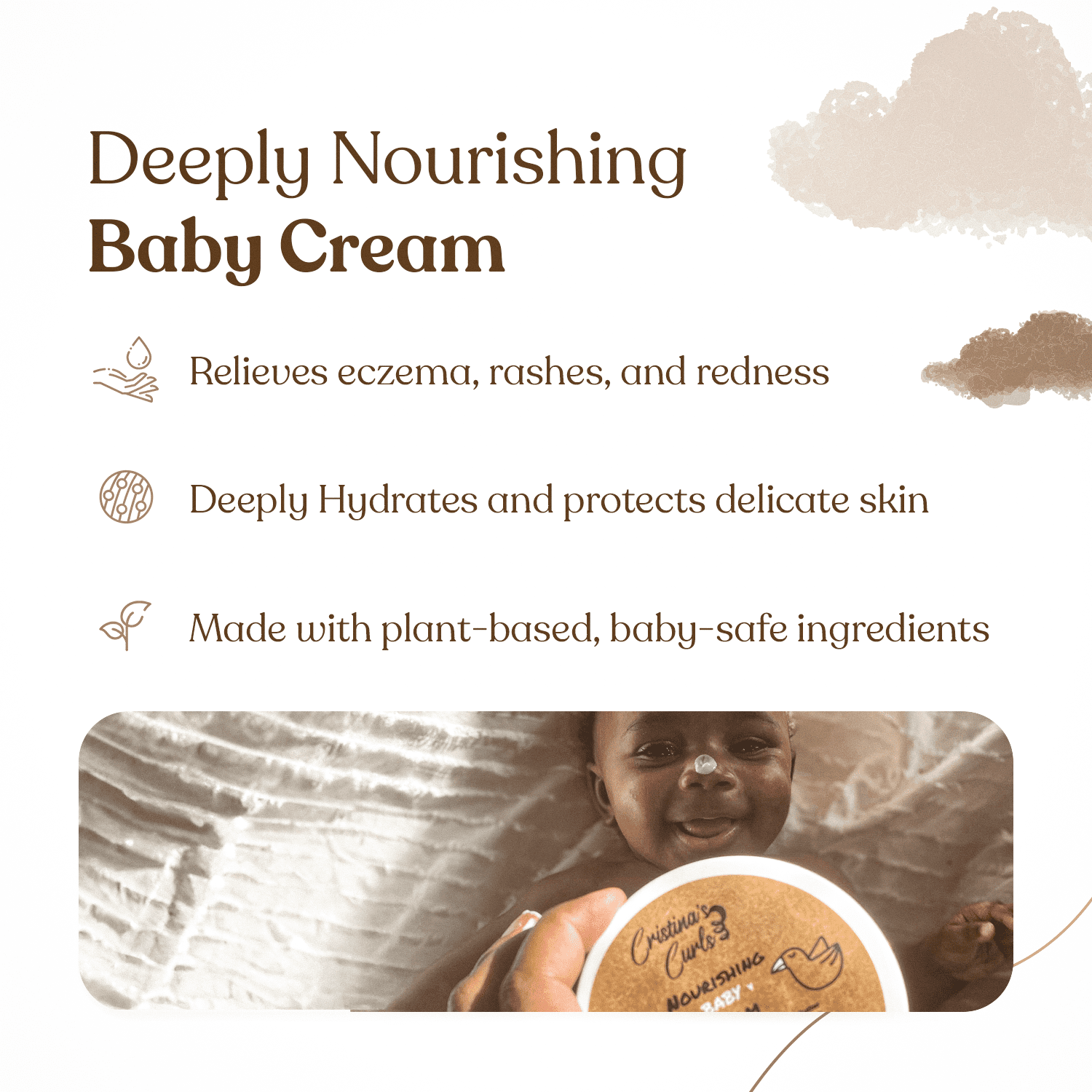 Cristina's Curls Nourishing Baby Cream for Newborns and Kids - Baby Face Cream & Body Cream with Oatmeal, Jojoba Oil, Glycerin & Lavender, 100% Natural, Safe & Gentle Baby Skin Care - 8Oz, 250ml