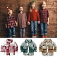 thumbnail image 6 of Baby Boys Kids Long Sleeve Button Down Plaid Shirts Fall Winter Flannel Shacket Jackets Tartan Tops, 6 of 6