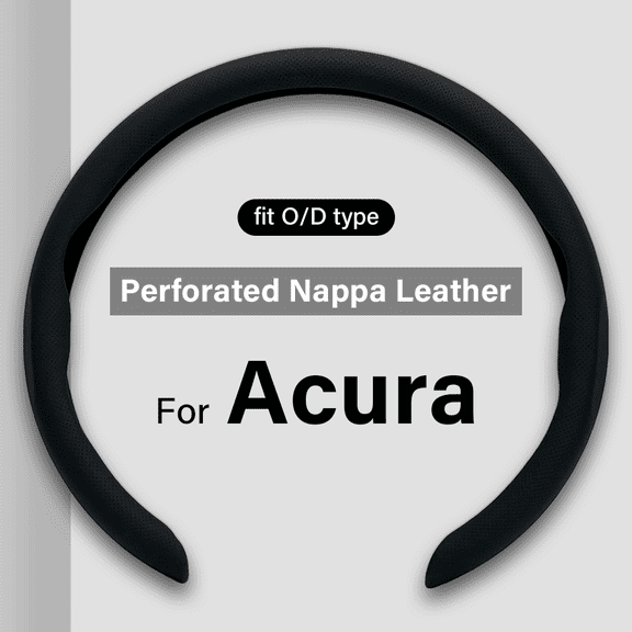 For Acura Ultra-thin Nappa Leather Steering Wheel Cover, Clip on Breathable and Anti-Slip Design, Black Car Accessories Fit for 14.5”-15”