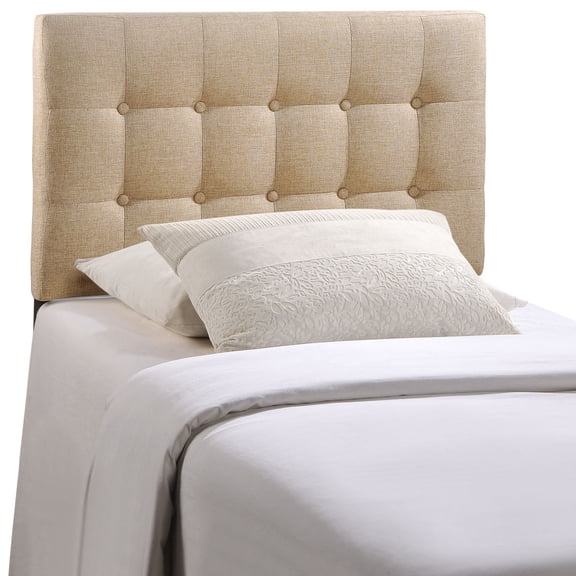 Modern Contemporary Twin Size Fabric Headboard, Beige Fabric - Elegant tufted button headboard