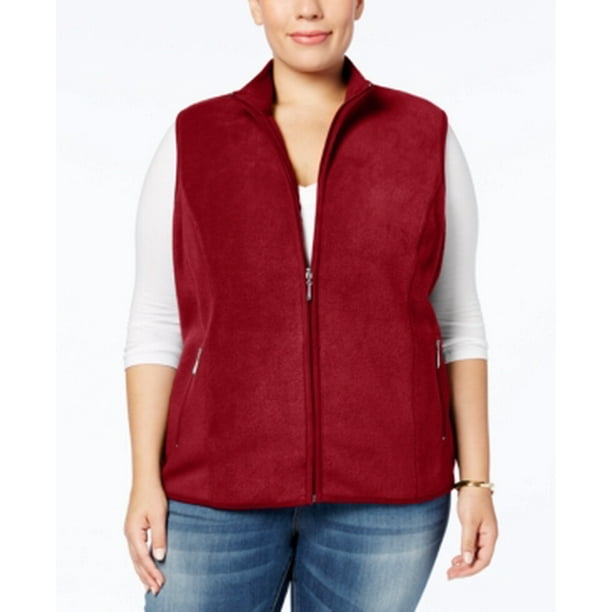 Karen Scott Karen Scott Plus Size ZipFront Fleece Vest, 3X RED