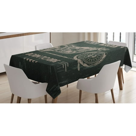 

Motorcycle Tablecloth Born to Die Quote with Bike on Grunge Effect Dark Colored Background Rectangular Table Cover for Dining Room Kitchen 52 X 70 Inches Dark Green Warm Taupe by Ambesonne