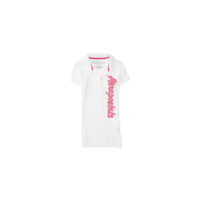 Polo Aeropostale con guiones de lentejuelas para mujer Blanco Extra Pequeño