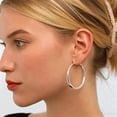thumbnail image 4 of YOUNGYUE Sterling Silver Hoop Earrings for Women, Hypoallergenic Lightweight Big Thick Hoop Earrings, 35/40/50/60/70mm, 4 of 6