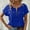 Blue, variant on Women's Casual Zip-Front V-Neck Blouse Short Sleeve Solid Color Stretch Work Shirt For Summer Pink,2XL