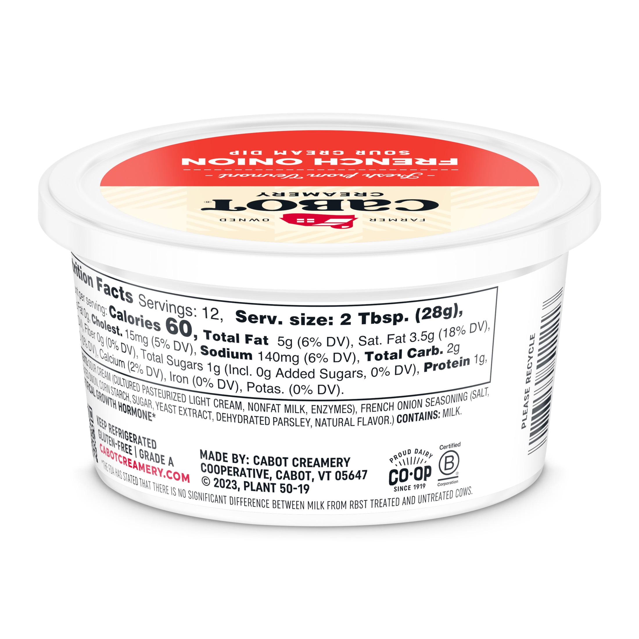 Cabot Creamery Dip French Onion 12 oz (Refrigerated Spread)