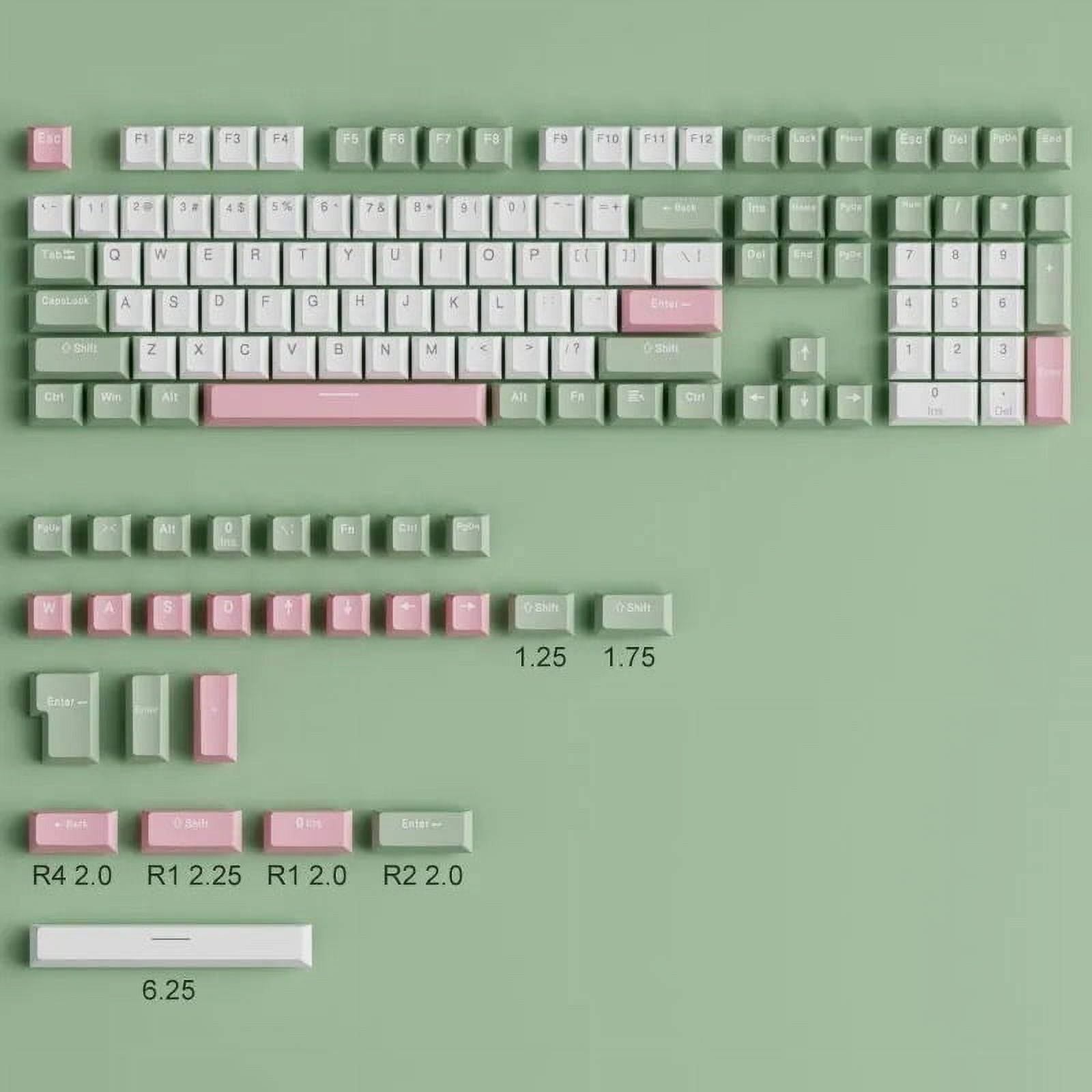 New 134 keys Lotus PBT OEM keycaps ersonalized girls Key cap set green White pink for MX switch gaming mechanical keyboard