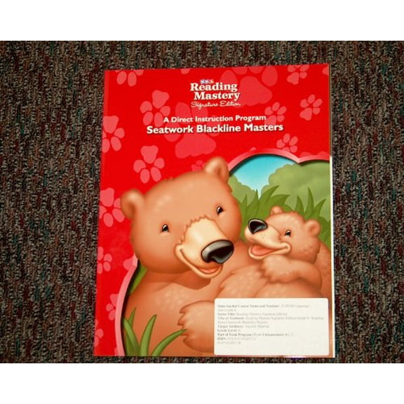 Pre-Owned Reading Mastery Reading/Literature Strand Grade K, Seatwork Blackline Master Book (READING MASTERY LEVEL VI), 9780076122172, 0076122174, Paperback, 6 edition