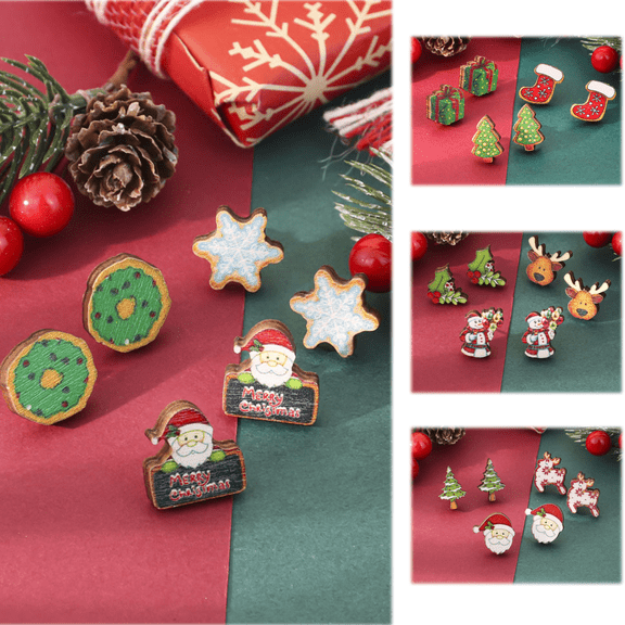 Yoyauz 3PCS Christmas Earrings For Ladies Christmas Trees Snowflakes Bows Bells Lightweight Earrings Cute Christmas Parties Jewelry Gifts