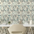 thumbnail image 2 of Ambesonne Floral Design Peel & Stick Wallpaper for Home, Flowers Retro Leaves, 13"x100", Cream Pale Azure Blue, 2 of 5