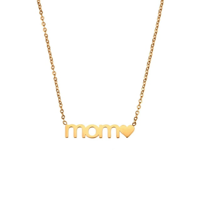 Xiao Hua Regalos para el Día de la Madre, collares para mamá, regalo de cumpleaños para mamá, collar con letras de acero inoxidable (dorado)