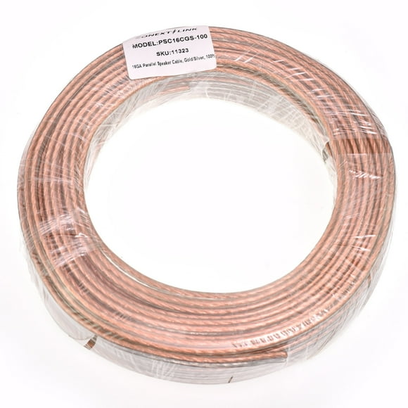 Conext Link PSC16CGS-100 Parallel Gold Silver Speaker Cables Full Gauge Oxygen Free Copper Zip Wire (16 Gauge, 100 feet)