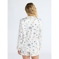 thumbnail image 4 of Joyspun Women’s Stretch Satin Notch Long Sleeve Top and Shorts Pajama Set, 2-Piece, Sizes XS-3X, 4 of 7