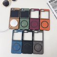 thumbnail image 2 of Magsafe Case for Samsung Z Flip 5 4 Matte PU Leather for Samsung Galaxy Z Flip 3 4 5 Fold 5 Magnetic flip5 Skin Feel flip4 Cover, 2 of 5