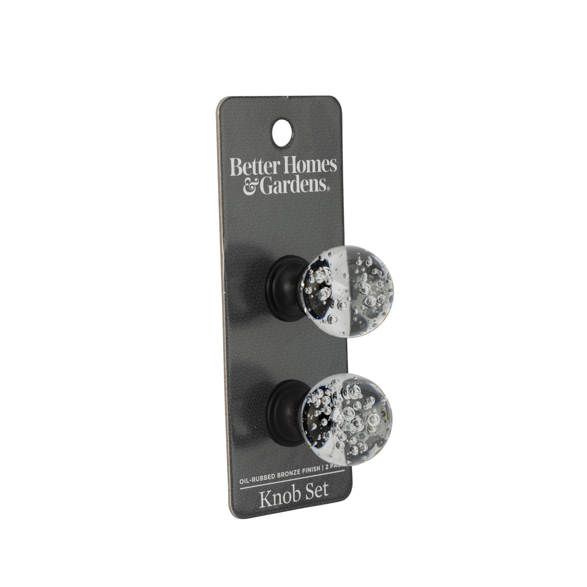 (2 pack) Better Homes & Gardens 1-3/16" (30mm) Clear Glass Bubble Knob, Oil Rubbed Bronze, 2 Pack