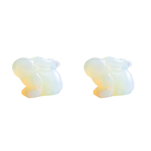 Bewildely Figuritas Dongling Jade Estatua Adornos Blanco 2Conjunto
