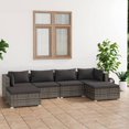 thumbnail image 1 of vidaXL 6 Piece Patio Lounge Set with Cushions Poly Rattan Gray, 1 of 5