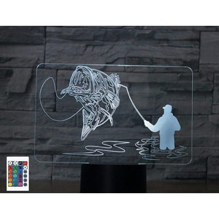 

3D Go Fishing Remote Control 16 Color Night Lights Illusion Acrylic LED Table Bedside Lamp Children Bedroom Desk Decor Birthday Gifts Toy for Kids