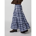 thumbnail image 2 of Niusricy Women's Vintage Plaid Skirt Ladies Loose Fitting Skirts Elastic Waist Sun Skirts Ruffled Tiered Long Skirts Spring Summer Tiered Hippie Skirts for Travel Beach Shopping, 2 of 6
