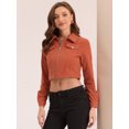 thumbnail image 4 of Chaqueta Corta de Pana para Mujer Chaqueta Corta Casual con Cremallera y Solapa Naranja oscuro L, 4 of 6