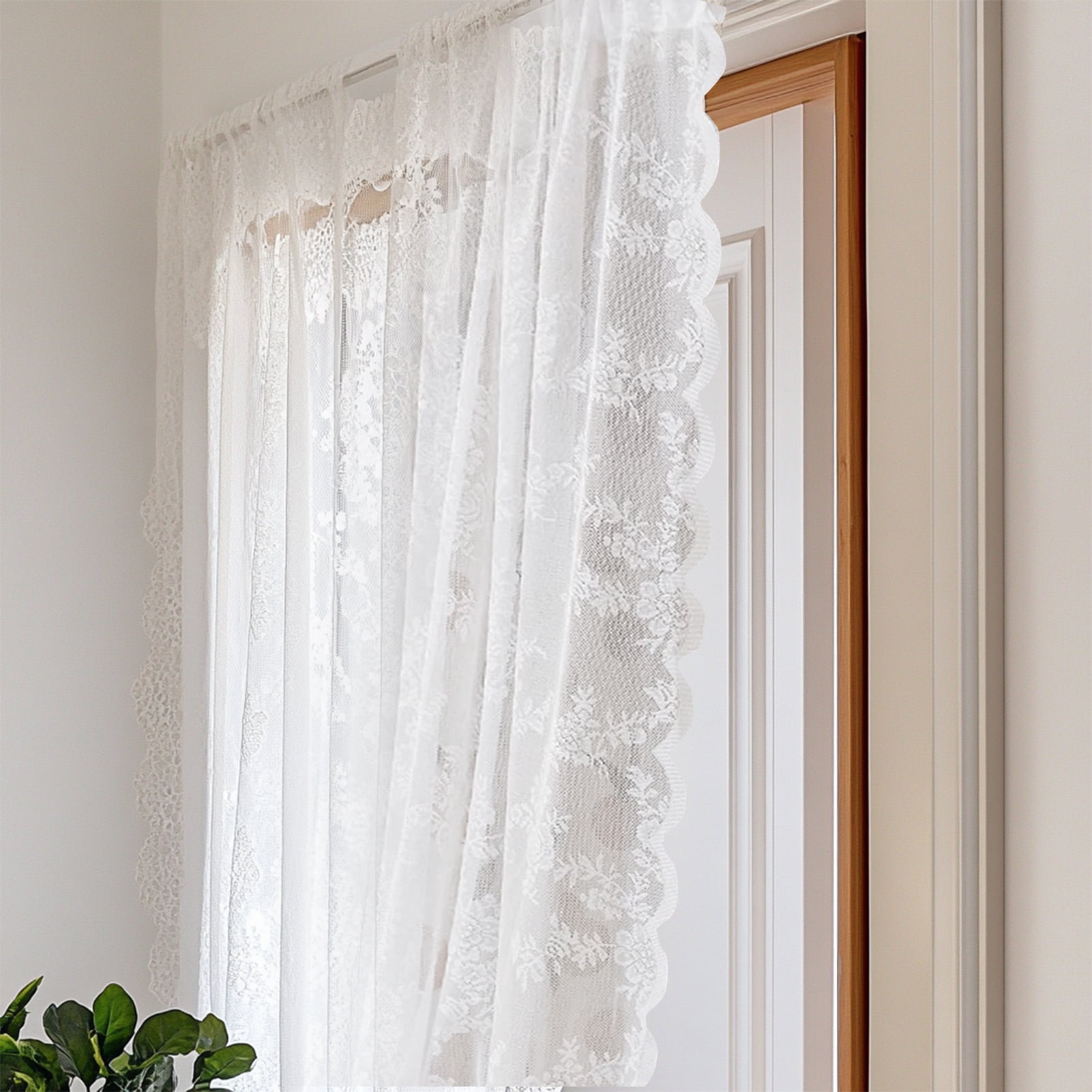 NEWEEN Sheer Lace Curtains Vintage Floral for Living Room Sets Rod Pocket,40"Wx78"L,Single Panel,White