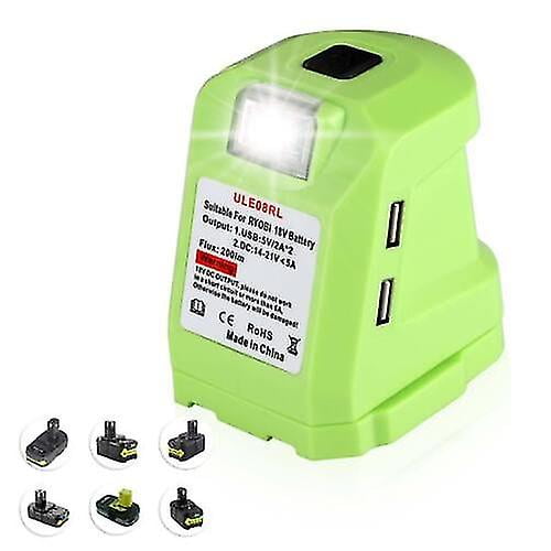 2usb Adapter Spotlight 200lm Led Work Light For Ryobi 14.4v-18v Li-ion Battery