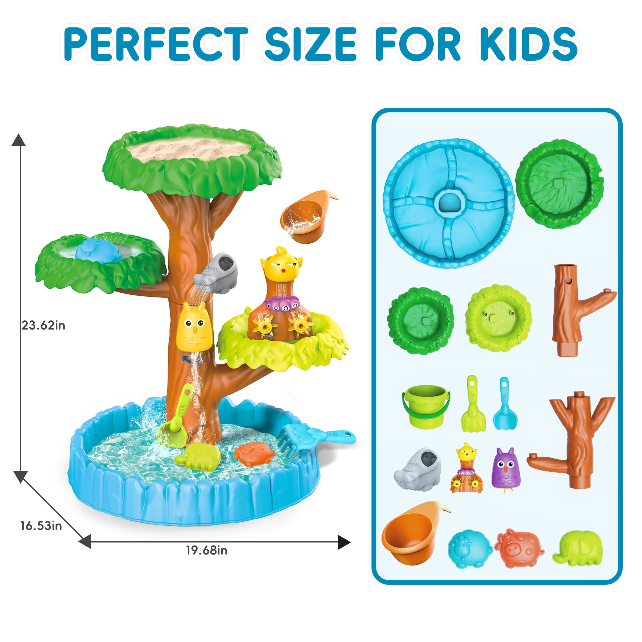 KOPPOP Sand and Water Table for Toddlers, Summer Sensory Play, Outdoor Beach Toys for Boys and Girls Ages 1-5