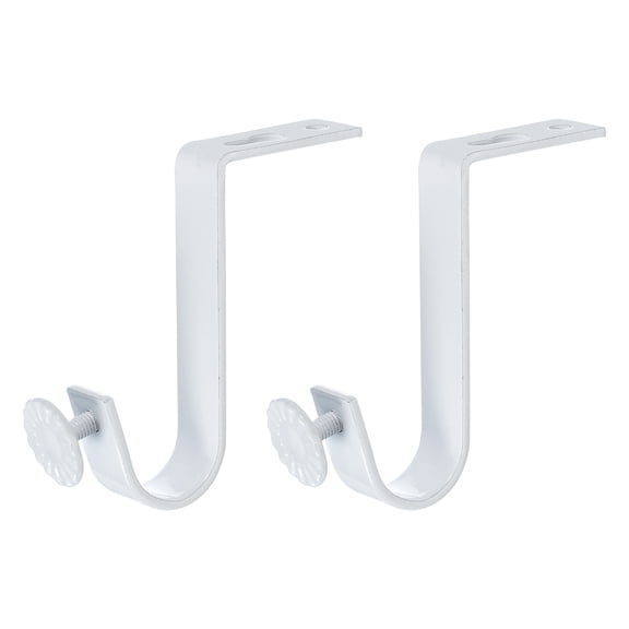 2Pcak Ceiling Mount Curtain Rod Brackets, Drapery Holder for 0.8 Inch Rod, White