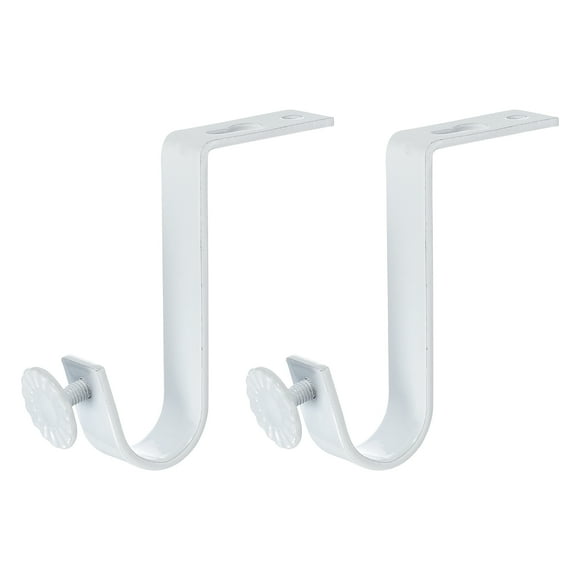 Unique Bargains 2Pcak Ceiling Mount Curtain Rod Brackets, Drapery Holder for 0.8 Inch Rod, White