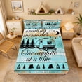 thumbnail image 3 of Erosebridal Turquoise Wood Black Camper RV Print Full Size Sheets, Coastal Camping Bed Sheets for Kids Boys and Girls, 1 Flat Sheet, 1 Fitted Sheet and 2 Pillowcases, 3 of 6
