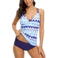 thumbnail image 3 of Charmo Retro Tankini Bath Suits Double Straps Tummy Control Two Piece Swimwear, 3 of 6