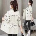 thumbnail image 1 of Spring Autumn Trench Coat Women Clothes Slim Long-sleeved Short Windbreaker With Belt Casual Outwear Female Tops Lining, 1 of 4