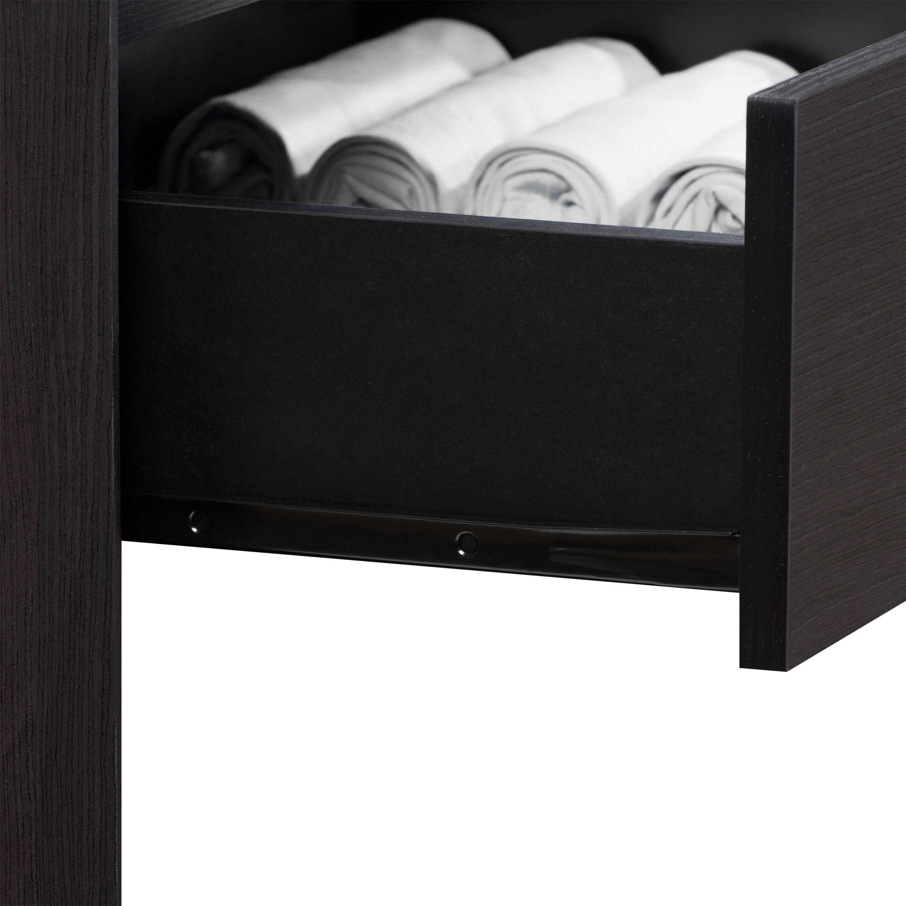 Table de chevet adulte CorLiving Newport, style moderne du milieu du siècle, en bois d'ingénierie, avec tiroir et niche ouverte, noire