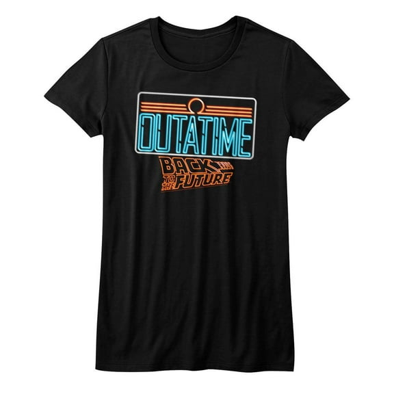 Back to the Future Neon Black Junior Women's T-Shirt