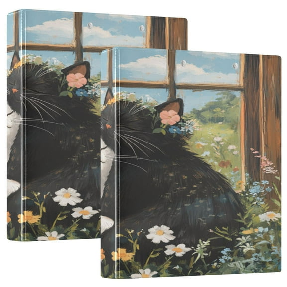WOBOGO A Collage Of Two Cats File Folders Extra Large Capacity to Hold 200 Sheets of Documents Hard Shell Ring Binder for School Home Office