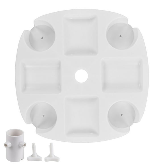 Beach Umbrella Table Tray White Round Umbrella Tray with 4 Cup Holder for Snack Drink