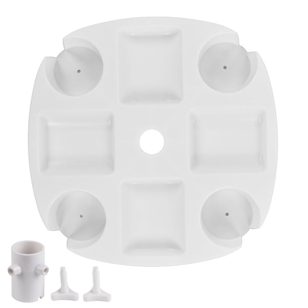 Bandeja de mesa con sombrilla de playa, redonda, blanca, con 4 portavasos para refrigerios y bebidas.