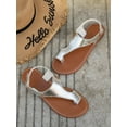 thumbnail image 4 of Flat Heel Womens Trendy Loop Toe Slide Sandals - Soft Faux Leather Upper Slip-on Design Open Toe Rubber Sole Lightweight Comfortable Perfect for Beach Summer Casual Occasions Shoes for Women Girls, 4 of 5